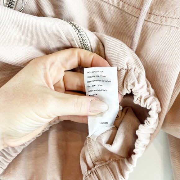 BDG Urban Outfitters Full Zip Cropped Hoodie Bomber Jacket Pink Tan Small - Picture 6 of 8